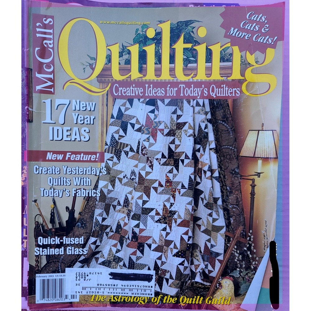 McCall's Quilting Magazine February 2003 Cats 17 New Year Ideas Stained Glass
